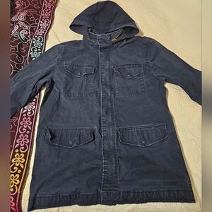 George Distressed Utility Military Jacket Faded Blue Size Medium